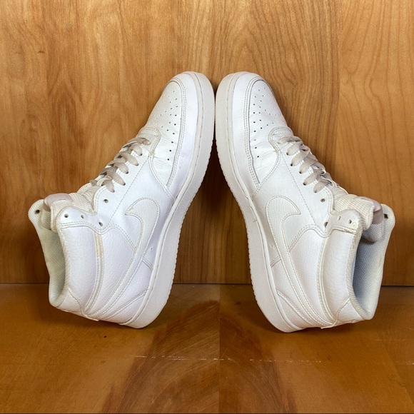 Mens 9 Nike Court Vision Mid Triple White SEF0856 - Picture 6 of 9